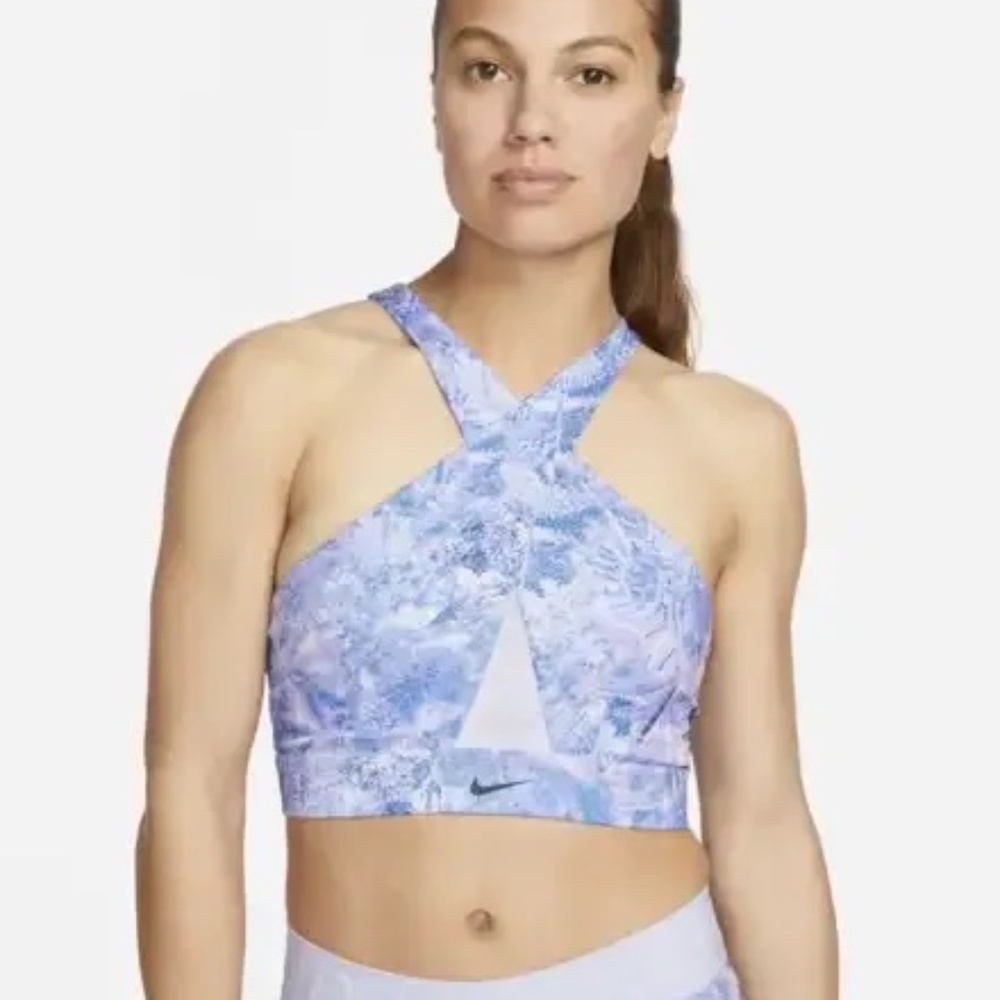 NIKE Dri Fit Swoosh Wrap AOP Bra